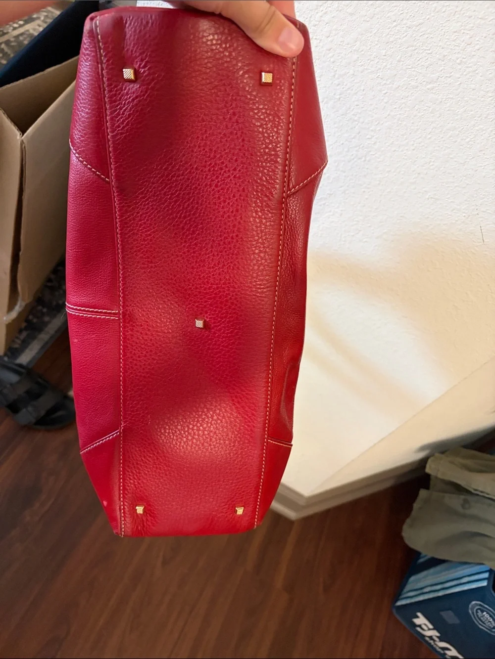 Vintage Celsius Structured Red Leather Hobo Handbag with Gold-Tone Accents
